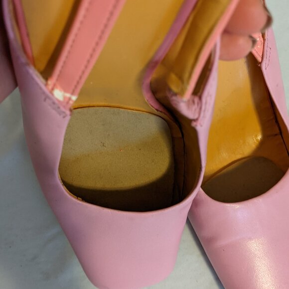 Vintage Y2K BCBG Pink Slingback Heels Square Toe Barbiecore Shoes Chunky Heel 8 - Picture 10 of 16